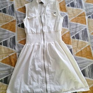 White denim dress, petite medium